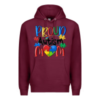 Burgundy proud autism mom Premium Hoodie - MaliasSmallBusiness