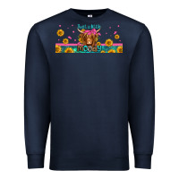 Navy just a little moody long haired cow Premium Sweatshirt - Jasminsmagicworld