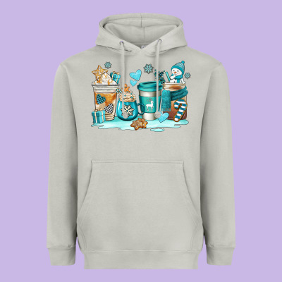 Winter Coffe Cups Heavyweight Hoodie Designed By Adodesignshop