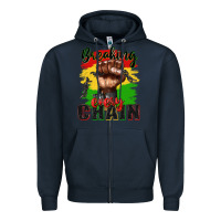 Navy Breaking every chain juneteenth Zipper Hoodie - Zillion Design Studio