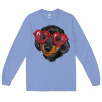 Colony Blue dachshund with love glasses Long Sleeve Tee - RanaPortraitStore
