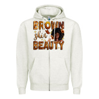 Oatmeal Heather brown skin beauty Zipper Hoodie - Zillion Design Studio
