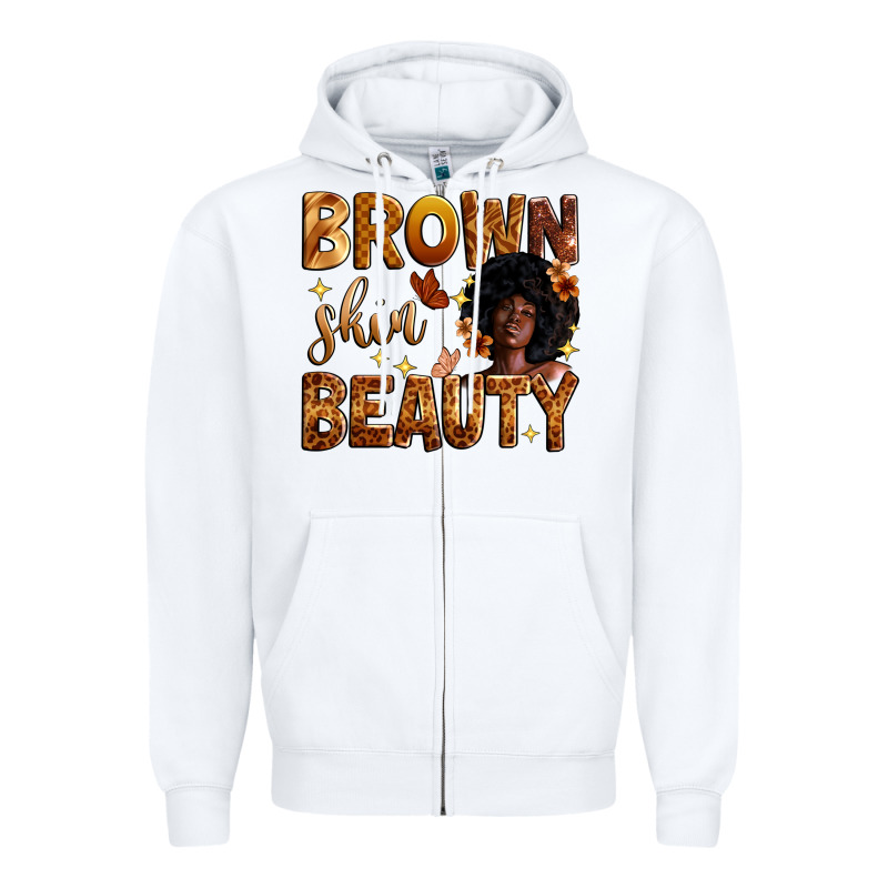 Brown Skin Beauty Zipper Hoodie by Zillion Design Studio | Teevron