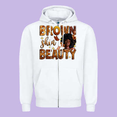 Brown Skin Beauty Zipper Hoodie Designed By Zillion Design Studio