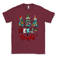 Burgundy western trees merry and bright christmas Classic Tee - RanaPortraitStore