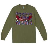 Army Green American mama with cowboy Long Sleeve Tee - texasbilliewilder