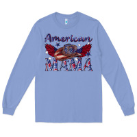 Colony Blue American mama with cowboy Long Sleeve Tee - texasbilliewilder