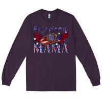 Plum American mama with cowboy Long Sleeve Tee - texasbilliewilder