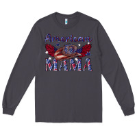 Smoke American mama with cowboy Long Sleeve Tee - texasbilliewilder