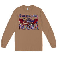 Toasted Coconut American mama with cowboy Long Sleeve Tee - texasbilliewilder