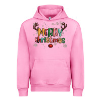 Fuchsia Pink merry christmas raindeerr Urban Hoodie - MaliasSmallBusiness