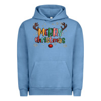 Pigment Pebble Blue merry christmas raindeerr Urban Hoodie - MaliasSmallBusiness