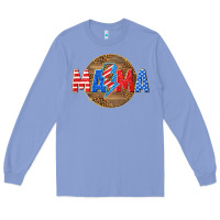 Colony Blue American mama with lightning bolt Long Sleeve Tee - texasbilliewilder