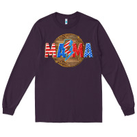 Plum American mama with lightning bolt Long Sleeve Tee - texasbilliewilder
