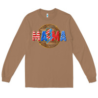 Toasted Coconut American mama with lightning bolt Long Sleeve Tee - texasbilliewilder