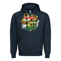 Navy Wisconsin State Map Zipper Hoodie - RanaPortraitStore
