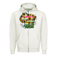 Oatmeal Heather Wisconsin State Map Zipper Hoodie - RanaPortraitStore