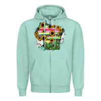 Seafoam Wisconsin State Map Zipper Hoodie - RanaPortraitStore