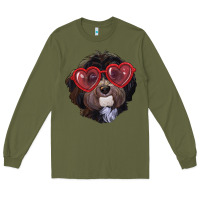 Army Green havanese dog with love glasses Long Sleeve Tee - RanaPortraitStore