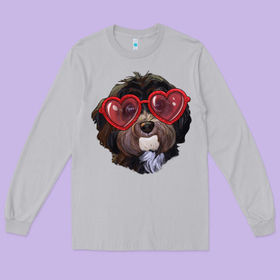 Long Sleeve Tee havanese dog with love glasses