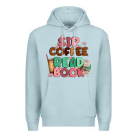 Blue Mist sip coffee read book Premium Hoodie - MaliasSmallBusiness