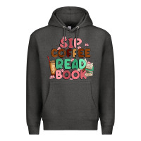 Charcoal Heather sip coffee read book Premium Hoodie - MaliasSmallBusiness