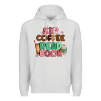 Dove Grey sip coffee read book Premium Hoodie - MaliasSmallBusiness