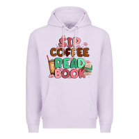 Lilac sip coffee read book Premium Hoodie - MaliasSmallBusiness