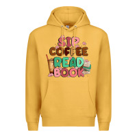 Mustard sip coffee read book Premium Hoodie - MaliasSmallBusiness