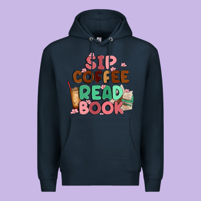 Sip Coffee Read Book Premium Hoodie Designed By Maliassmallbusiness