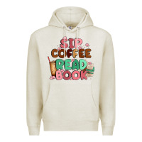 Oatmeal Heather sip coffee read book Premium Hoodie - MaliasSmallBusiness