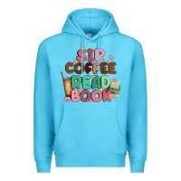 Ocean Blue sip coffee read book Premium Hoodie - MaliasSmallBusiness