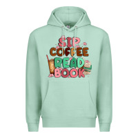 Seafoam sip coffee read book Premium Hoodie - MaliasSmallBusiness