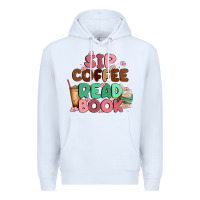 White sip coffee read book Premium Hoodie - MaliasSmallBusiness