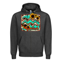 Charcoal Heather aquarius turquoise cowhide Zipper Hoodie - RanaPortraitStore