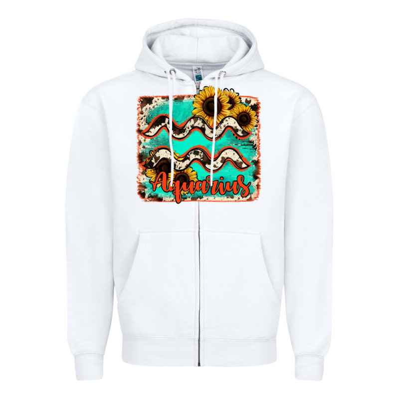 Aquarius Turquoise Cowhide Zipper Hoodie by RanaPortraitStore | Teevron