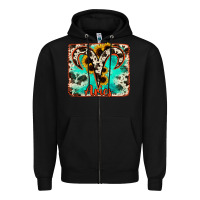 Black aries turquoise cowhide Zipper Hoodie - RanaPortraitStore
