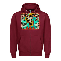 Burgundy aries turquoise cowhide Zipper Hoodie - RanaPortraitStore