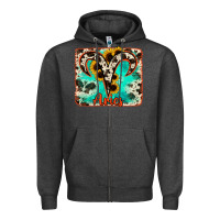 Charcoal Heather aries turquoise cowhide Zipper Hoodie - RanaPortraitStore