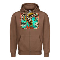Chestnut aries turquoise cowhide Zipper Hoodie - RanaPortraitStore