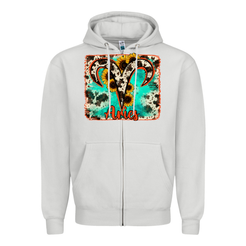 Aries Turquoise Cowhide Zipper Hoodie by RanaPortraitStore | Teevron