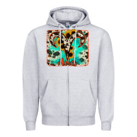 Heather Grey aries turquoise cowhide Zipper Hoodie - RanaPortraitStore