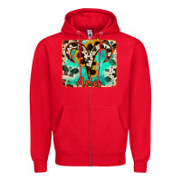 Red aries turquoise cowhide Zipper Hoodie - RanaPortraitStore