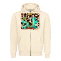 Sandshell aries turquoise cowhide Zipper Hoodie - RanaPortraitStore