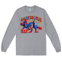 Heather Grey Amerisaurus rex Long Sleeve Tee - texasbilliewilder