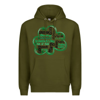 Army Green st patricks day shamrock typography Premium Hoodie - MaliasSmallBusiness