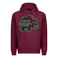 Burgundy st patricks day shamrock typography Premium Hoodie - MaliasSmallBusiness
