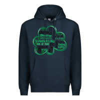 Navy st patricks day shamrock typography Premium Hoodie - MaliasSmallBusiness