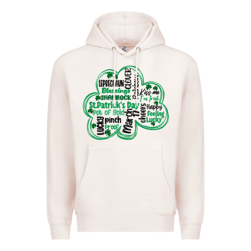 St Patricks Day Shamrock Typography Premium Hoodie by MaliasSmallBusiness | Teevron