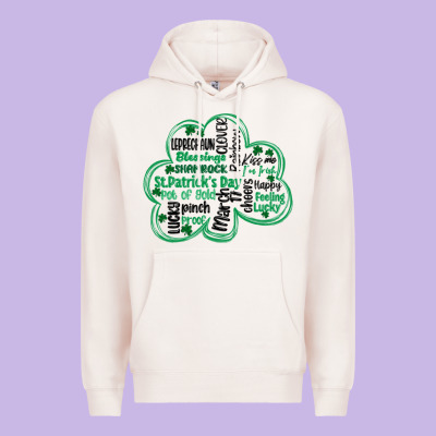 St Patricks Day Shamrock Typography Premium Hoodie Designed By Maliassmallbusiness